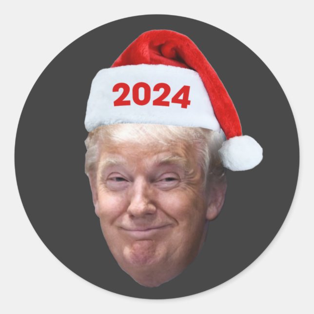 Funny Santa Trump 2024 Weihnachten Trump Liebhaber Runder Aufkleber (Vorderseite)