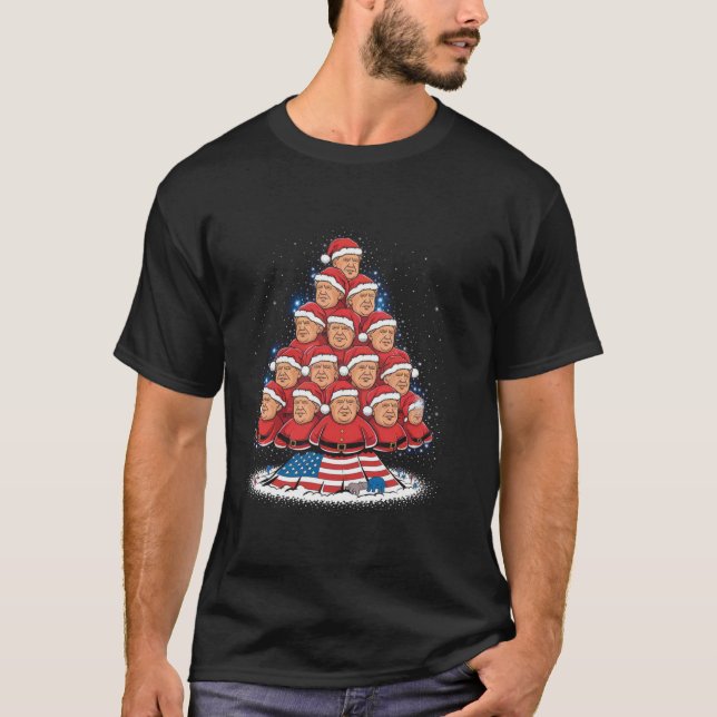 Funny Santa Trump Dance Tree Christmas Pajama Xmas T-Shirt (Vorderseite)
