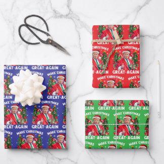 Funny Santa Trump Gift Wrap Geschenkpapier Set