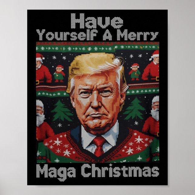 Funny Santa Trump haben Sie ein frohes Weihnachtsf Poster (Vorne)