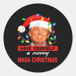 Funny Santa Trump haben Sie ein frohes Weihnachtsf Runder Aufkleber
