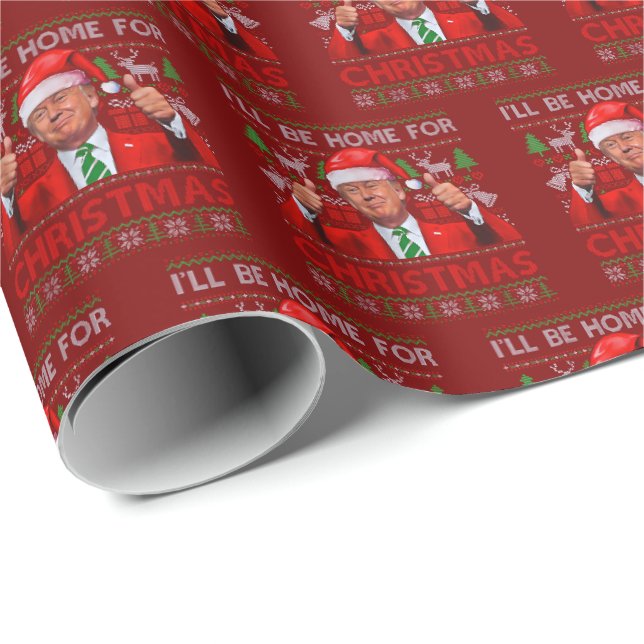 Funny Santa Trump Ich werde Zuhause für Weihnachts Geschenkpapier (Rolleneckpunkt)