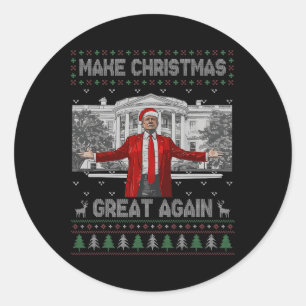 Funny Santa Trump macht Weihnachten wieder großart Runder Aufkleber