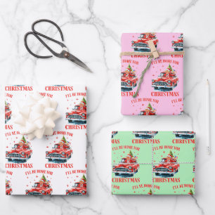 Funny Santa Trump Riding Red Truck Frohe Weihnacht Geschenkpapier Set
