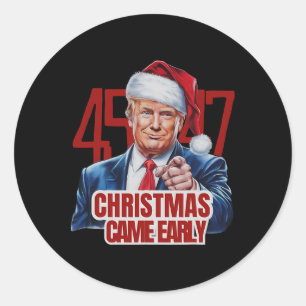 Funny Santa Trump Weihnachten kam Anfang 47. Präsi Runder Aufkleber