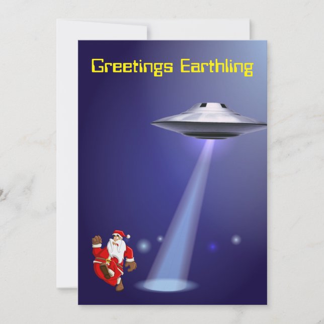 Funny Santa 🎅 🛸 UFO Weihnachten Einladung (Vorderseite)