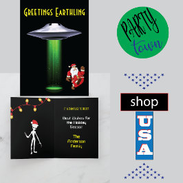Funny Santa 🎅 🛸 UFO Weihnachtskarte Dankeskarte