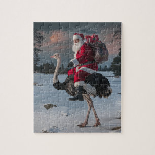 Funny Santa und Ostrich Weihnachtsschnee