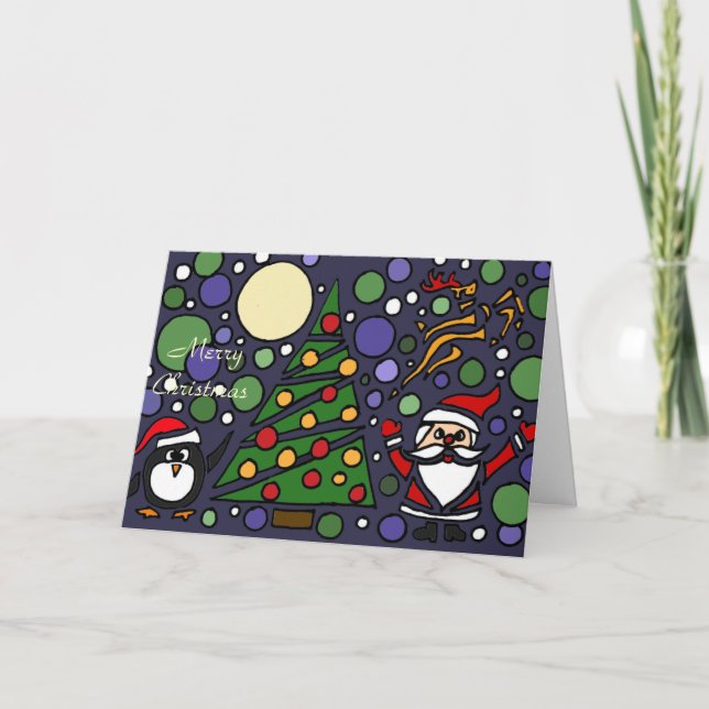Funny Santa und Penguin Weihnachten Kunst (Vorderseite)