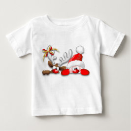 Funny Santa und Reindeer Cartoon Baby T - Shirt