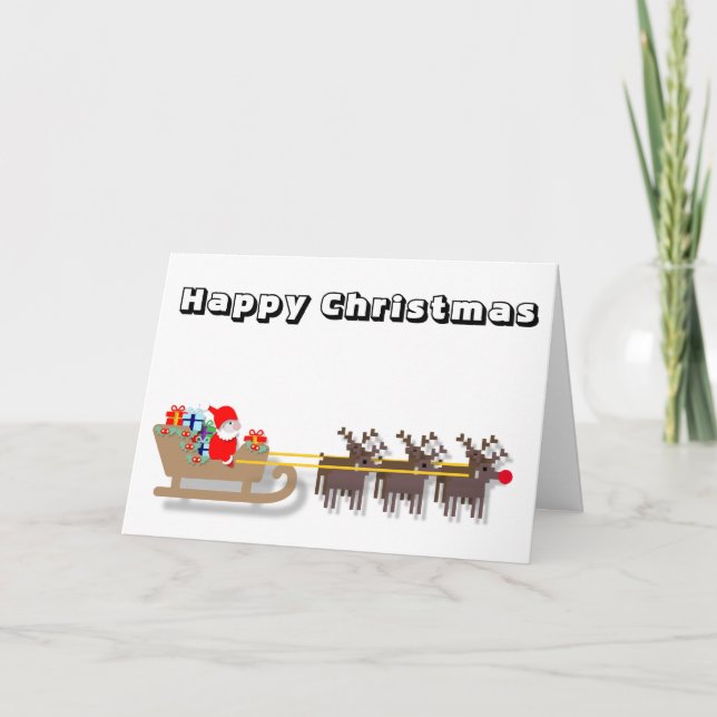 Funny Santa und Sleigh Weihnachten Karte (Vorderseite)