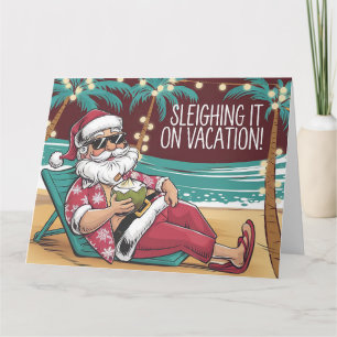 Funny Santa Vacacation Weihnachtsdesign Karte