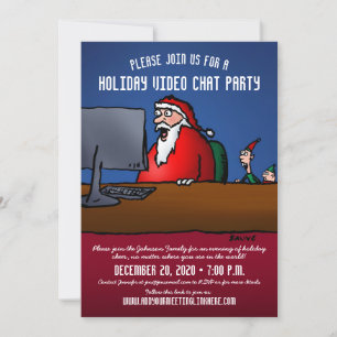 Funny Santa Video Chat Party Invitation Feiertagskarte