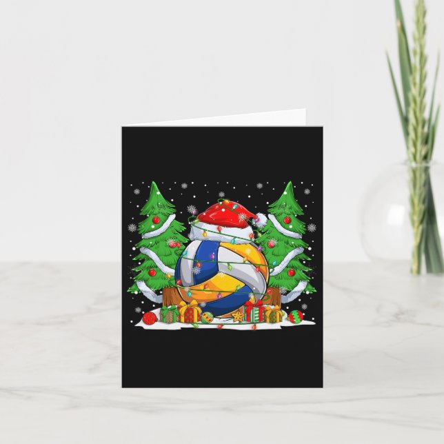 Funny Santa Volleyball Ball & amp; Net Christmas L Karte (Vorderseite)