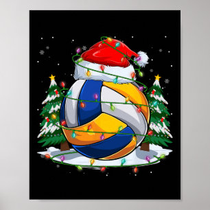 Funny Santa Volleyball Ball & amp; Net Christmas L Poster