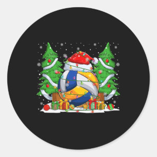 Funny Santa Volleyball Ball & amp; Net Christmas L Runder Aufkleber