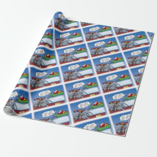 Funny Santas Elephants Cartoon Geschenkpapier