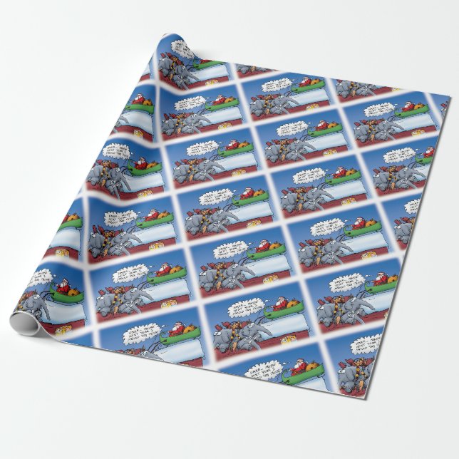 Funny Santas Elephants Cartoon Geschenkpapier (Ungerollt)