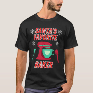 Funny Santas Favorite Baker Liebe Weihnachten T-Shirt
