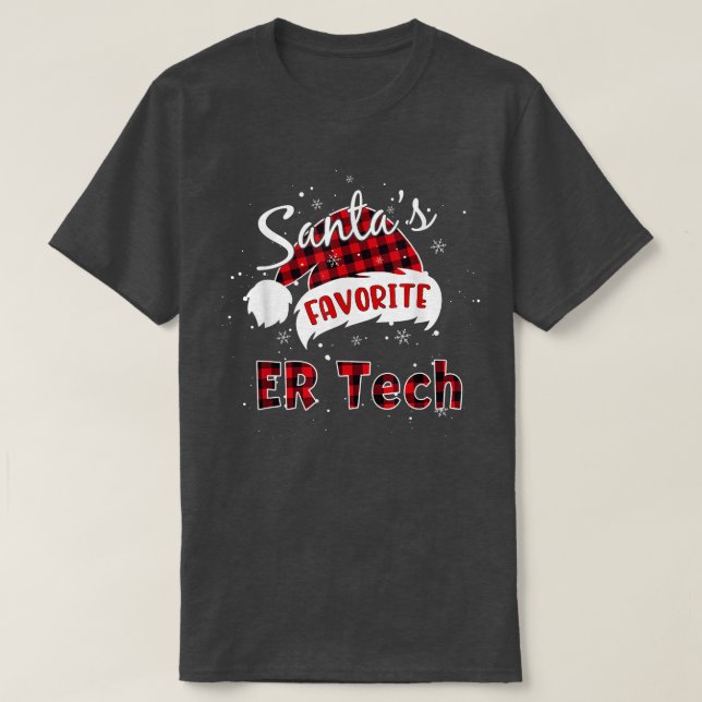 Funny Santa's Lieblings ER Tech Weihnachten Karier T-Shirt (Design vorne)