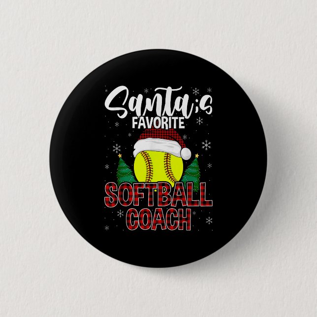 Funny Santa's Lieblings Softball Coach Weihnachten Button (Vorderseite)