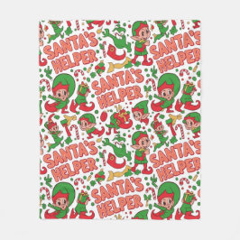 Funny Santa's Little Helper Elf Retro Cartoon Fleecedecke