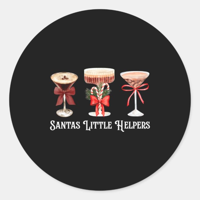 Funny Santa's Little Helper Martini Tail Merry Chr Runder Aufkleber (Vorderseite)