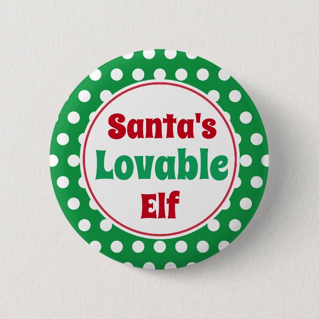 Funny Santa's Lovable Elf Weihnachts-Button-Button Button (Vorderseite)