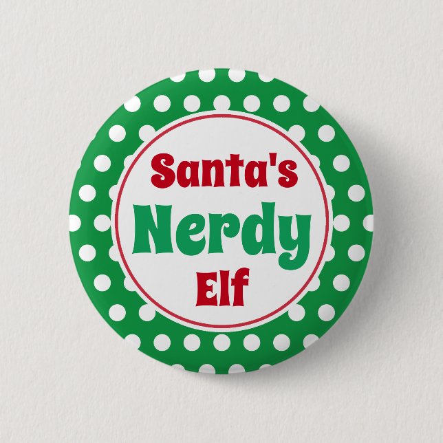 Funny Santa's Nerdy Elf Weihnachts-Button-Button Button (Vorderseite)
