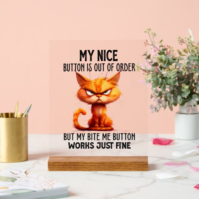 Funny Sarcaso Katze nette Knopf Wort Kunst Acrylschild (Hochzeit)
