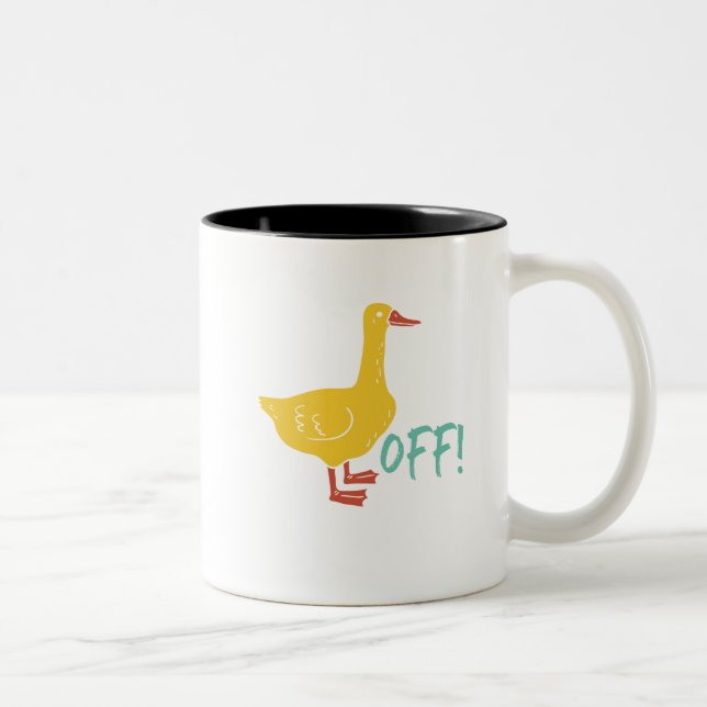 Funny Sarcastic Animal Puck and Spaß Duck Off Zweifarbige Tasse (Rechts)