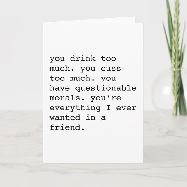 Funny sarcastic best friend appreciation card karte (Vorderseite)