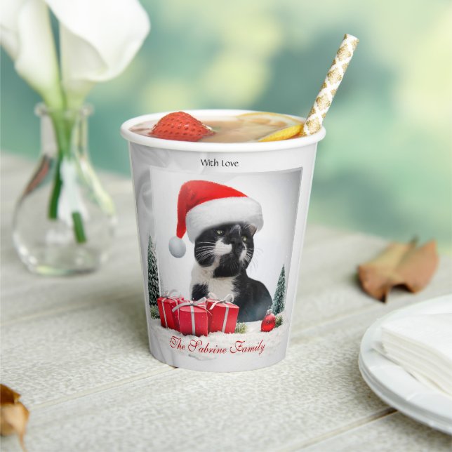 Funny Sarcastic Cat Santas Hat Weihnachts Paper Cu Pappbecher (In Situ)