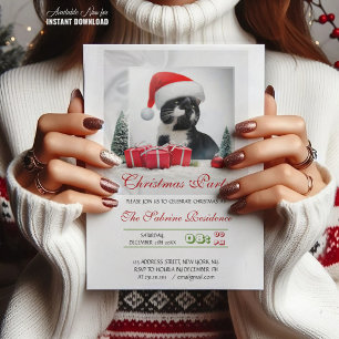 Funny Sarcastic Cat Santas Hat Weihnachts-Party Einladung