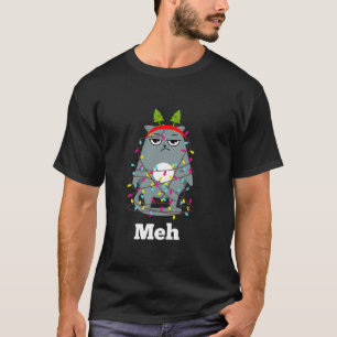 Funny Sarcastic Christmas Meh Cat Bah Humbug Chris T-Shirt