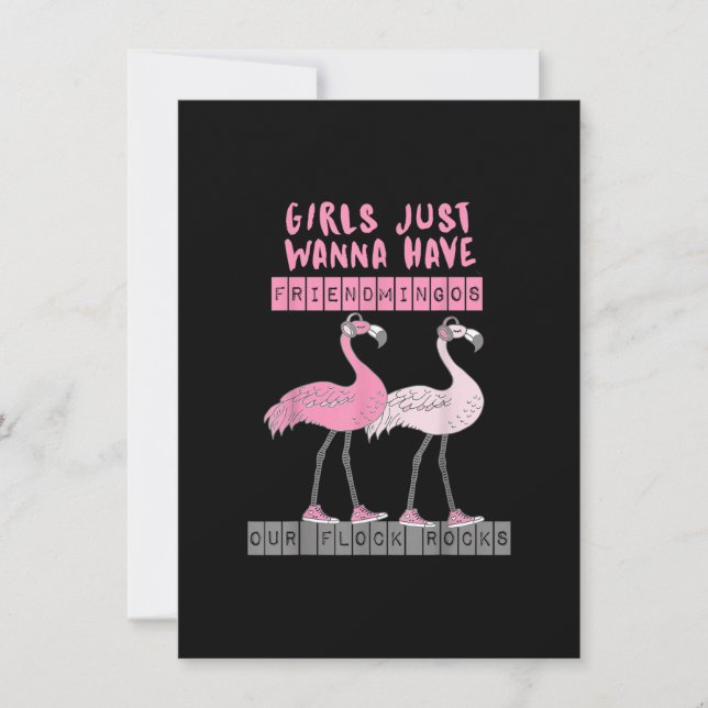 Funny Sarcastic Flamingo Unser Flock Rocks Friendm Einladung (Vorderseite)