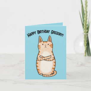Funny Sarcastic Grumpy Orange Cat Birthday Karte