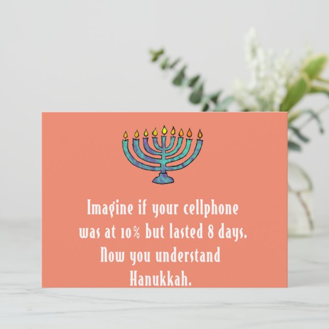 Funny Sarcastic Hanukkah Chanukah Handy Zitat Einladung (Stehend Vorderseite)