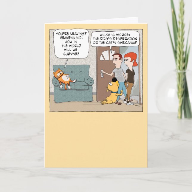 Funny Sarcastic Katze und verzweifelter Hund Gebur Karte (Vorderseite)