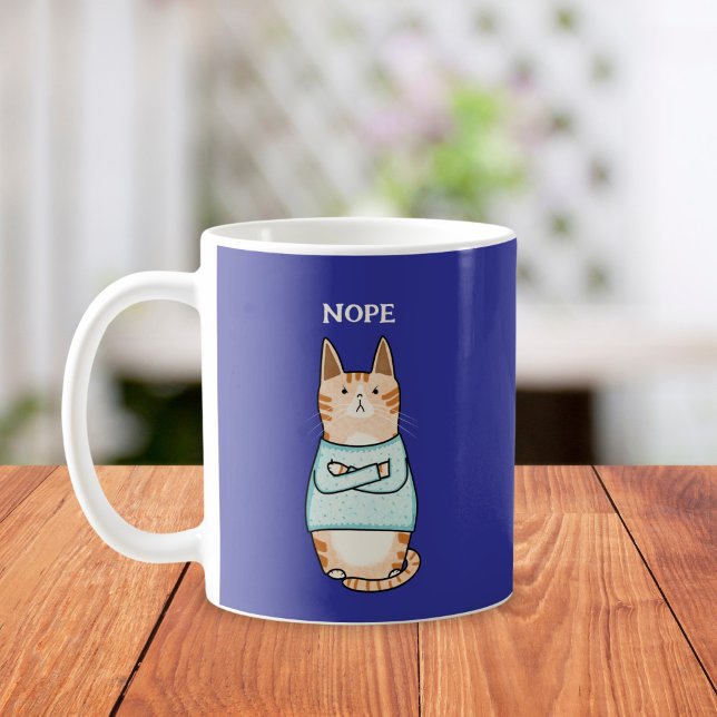 Funny Sarcastic Orange Cat Nope Kaffeetasse (Von Creator hochgeladen)