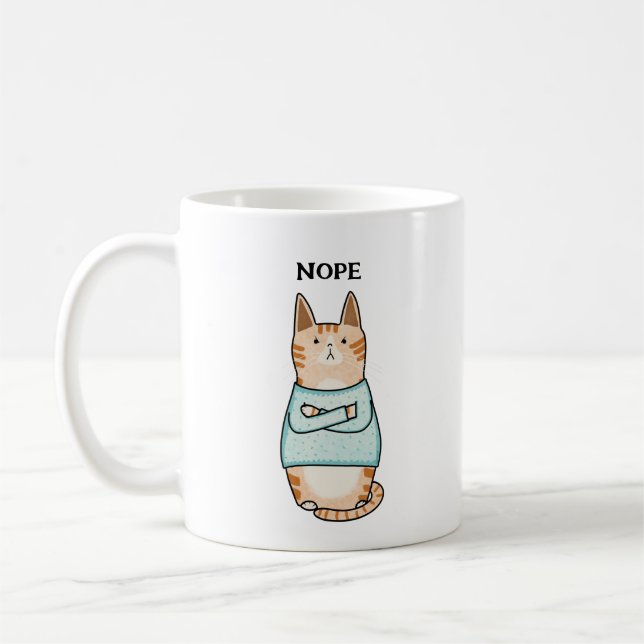 Funny Sarcastic Orange Cat Nope Kaffeetasse (Links)