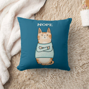 Funny Sarcastic Orange Cat Nope Kissen