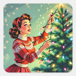 Funny Sarcastic Retro Christmas Humor Quadratischer Aufkleber