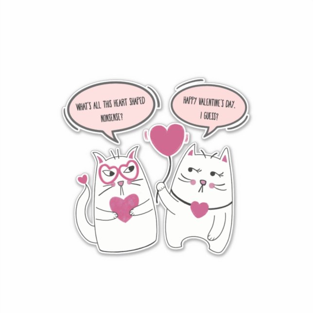 Funny Sarcastic Valentinstag Cat Couple Aufkleber (Vorderseite)
