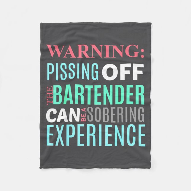 Funny Sarcastic Warning Don't Off Bartender Pun  Fleecedecke (Vorderseite)