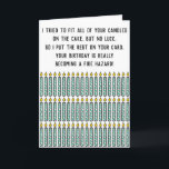Funny Sarcastic Zitat Candles Happy Birthday Karte<br><div class="desc">Dieses lustige und komische Design ist die perfekte Wahl für den Geburtstagsmann oder die Geburtstagsfrau mit einem Sinn für Spaß. Auf einem schlichten, weißen Hintergrund stehen handgezeichnet aquamarin-weiße Kerzen-Illustrationen. Das Zitat besagt: "Ich habe versucht, all deine Kerzen auf den Kuchen zu passen. Aber kein Glück. Also legte ich die Erholung...</div>