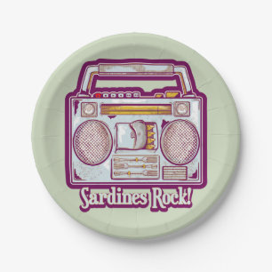 Funny sardines tin stereo pappteller