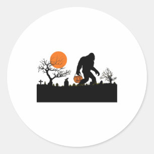 Funny Sasquatch Bigfoot Halloween T - Shirt Runder Aufkleber