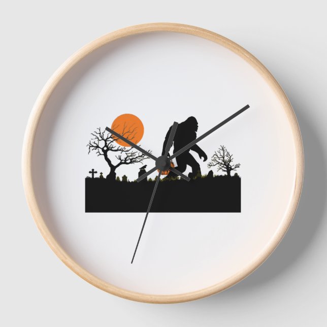 Funny Sasquatch Bigfoot Halloween T - Shirt Uhr (Vorderseite)