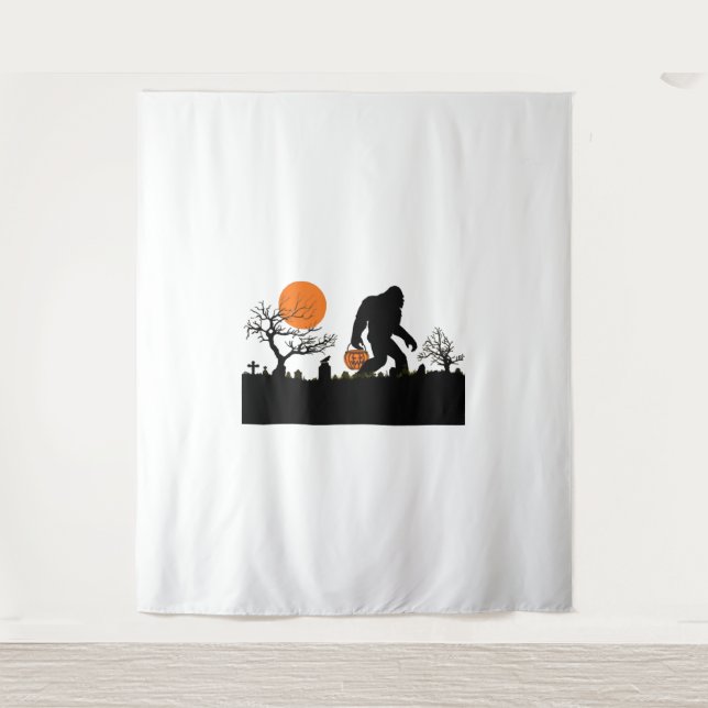 Funny Sasquatch Bigfoot Halloween T - Shirt Wandteppich (Vorderseite)